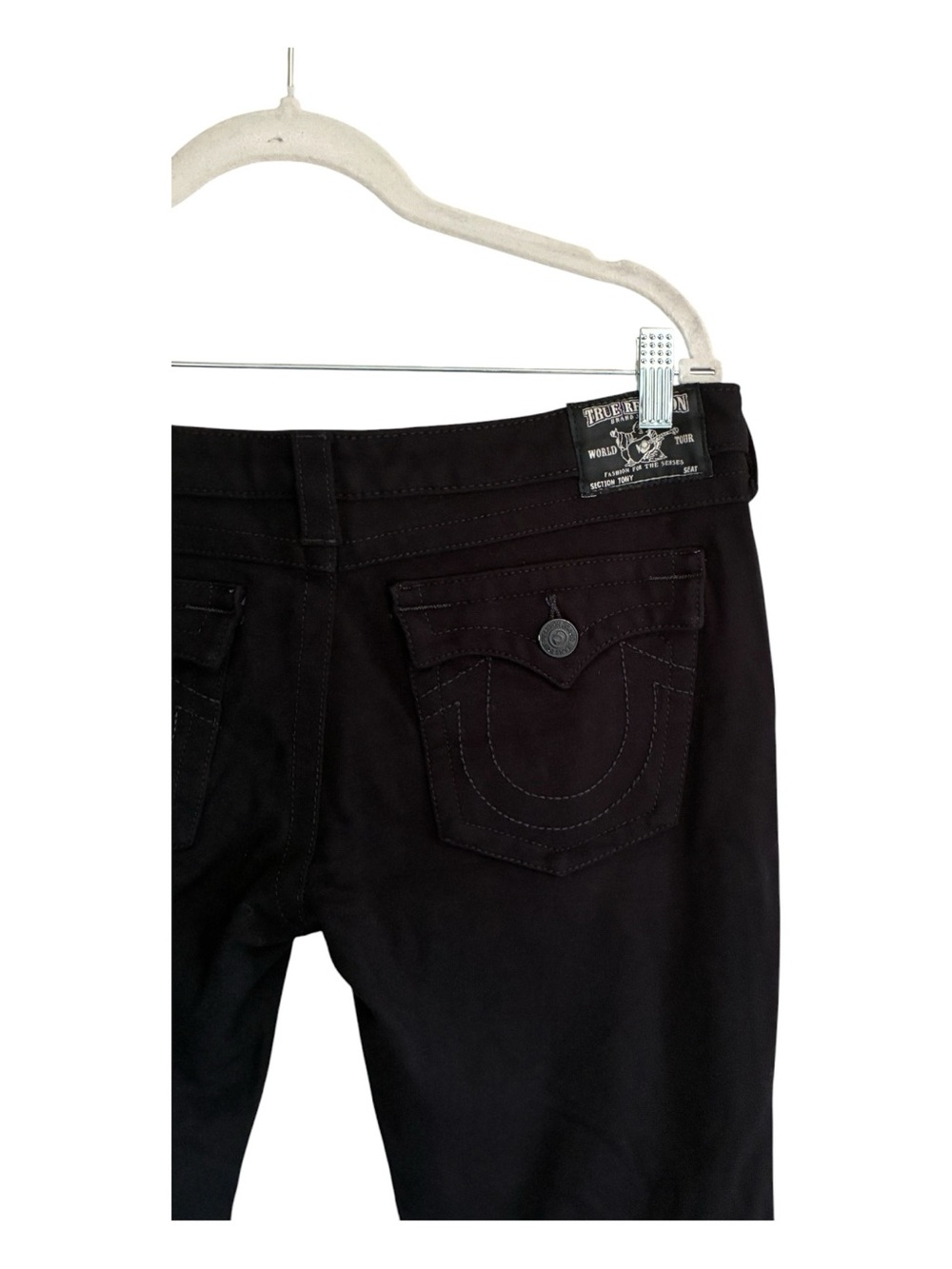 True Religion Black Flare Mid-Rise Jeans - Size 31 - Picture 4 of 7